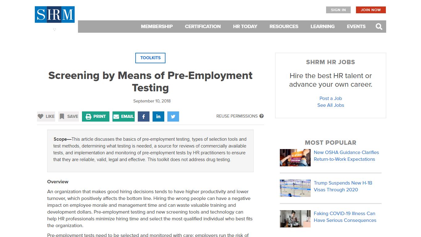 Screening by Means of Pre-Employment Testing - SHRM